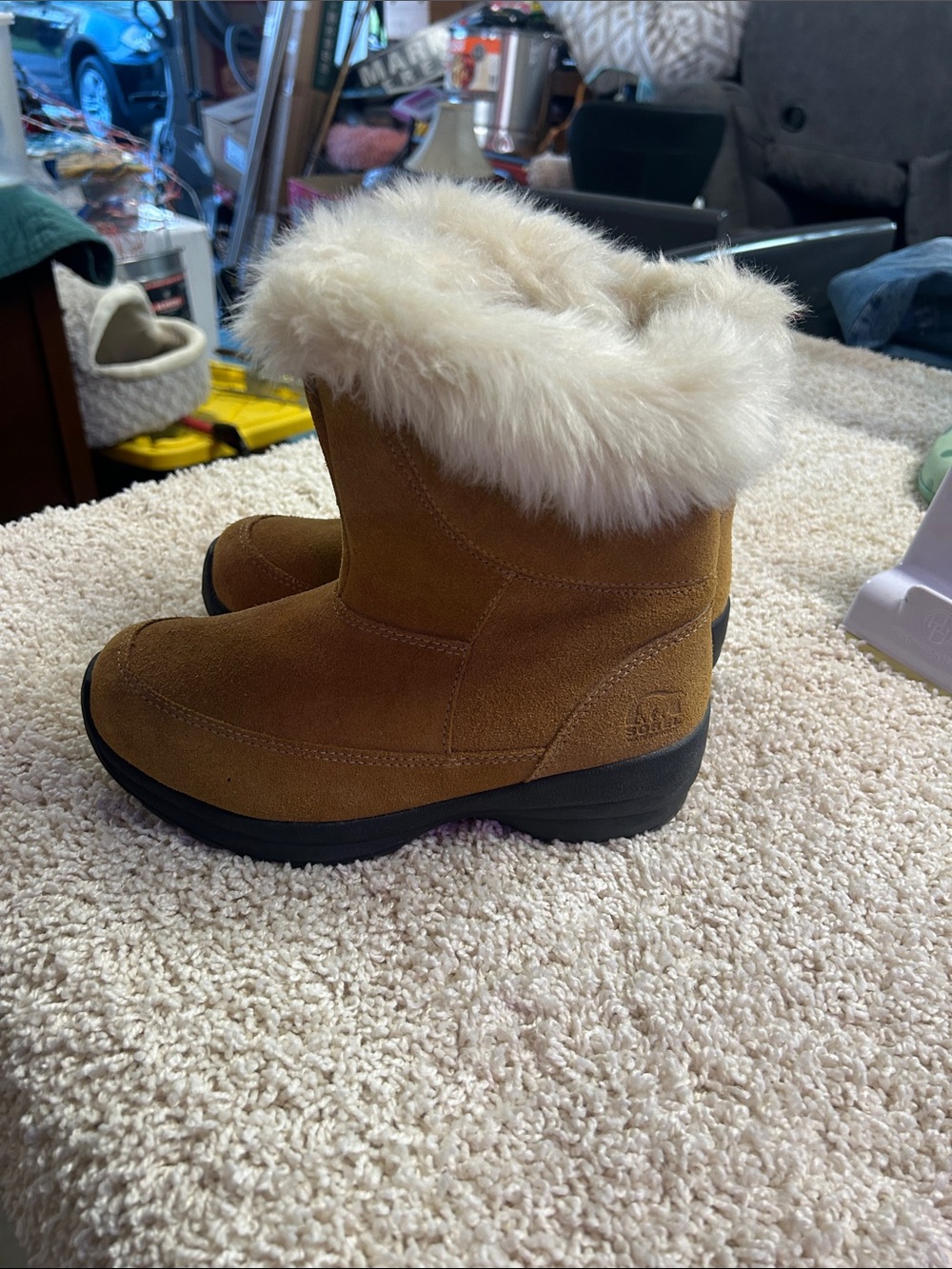 Sorel Chestnut Suede Waterproof Boots with Black Sole